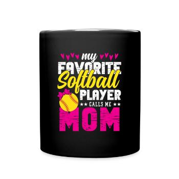 Drôle Softball Maman Fille Pratique Parents Fiers - Mug uni - noir - Devant