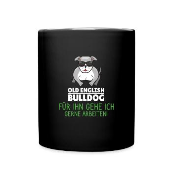 Old English Bulldog mein Chef - Tasse einfarbig - Schwarz - Vorne