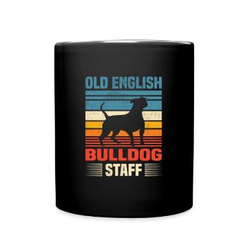 Retro Old English Bulldog Staff - Tasse einfarbig - Schwarz - Vorne