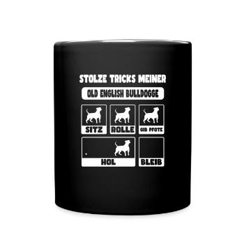 Old English Bulldogge Tricks - Tasse einfarbig - Schwarz - Vorne