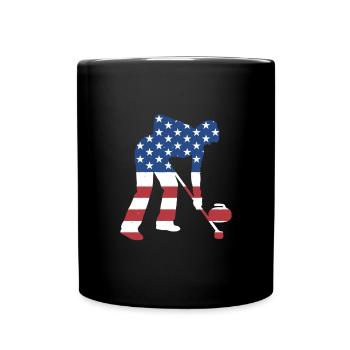 Sport Us Flag Curling - Full Colour Mug - black - Front