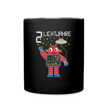 Roboter gratuliert 2 Lichtjahre zweiter Geburtstag - Tasse einfarbig - Schwarz - Vorne