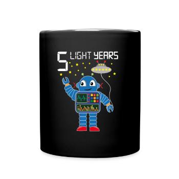 Robot congratulates 5 light years old five years - Full Colour Mug - black - Front
