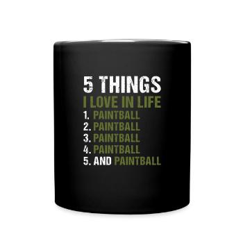 Sport 5 choses que j’aime dans la vie Paintball - Mug uni - noir - Devant