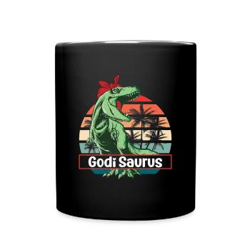 Godi Saurus zur Godi befördert Patentante Österrei - Tasse einfarbig - Schwarz - Vorne