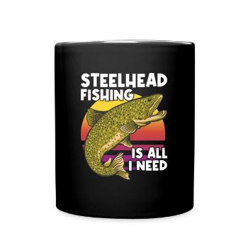 Steelhead Fisher Wisconsin Steelhead Fisherman Rute - Tasse einfarbig - Schwarz - Vorne
