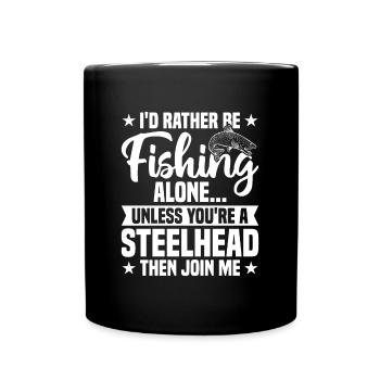 Steelhead Fishing Net Rod and Reel Combo Steelhead - Full Colour Mug - black - Front