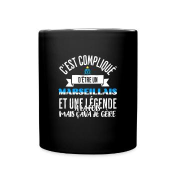 Cadeau pour supporter de marseille marseillais - Mug uni - noir - Devant