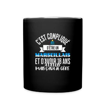 Cadeau pour supporter de marseille marseillais - Mug uni - noir - Devant