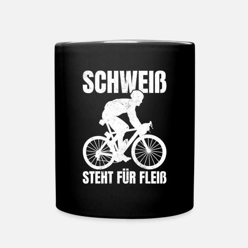 Lustiger Radfahrer Spruch Schweiß Fleiß Fahrrad - Tasse einfarbig - Schwarz