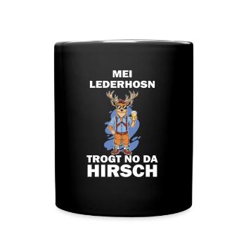 Lederhose Hirsch Tracht Bayrisch Trachten Ersatz - Tasse einfarbig - Schwarz - Vorne