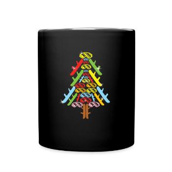 Weihnachten Weihnachtsbaum Snowboard Snowboarder - Tasse einfarbig - Schwarz - Vorne