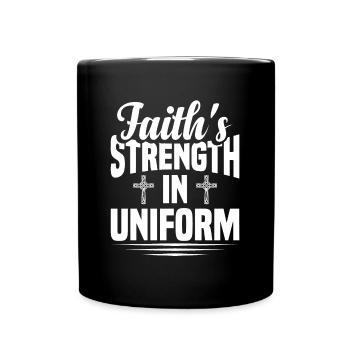 Glaubensstärke In Uniform, Kaplan - Tasse einfarbig - Schwarz - Vorne
