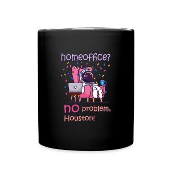 Home office work working astronaut with coffee - Full Colour Mug - black - Front