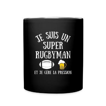Rugby Homme Humour Bière Idée Cadeau Rugbyman - Mug uni - noir - Devant
