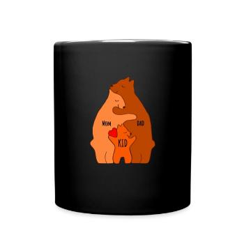 Kind Herz Bär Design - Schicke Familienkleidung - Tasse einfarbig - Schwarz - Vorne