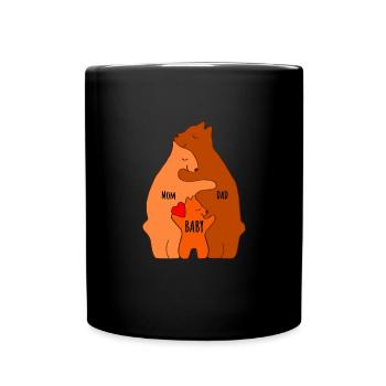 Baby Herz Bär Design - Schicke Familienkleidung - Tasse einfarbig - Schwarz - Vorne