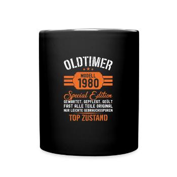 44. Geburtstag 44 Jahre Oldtimer Geschenk 1980 - Tasse einfarbig - Schwarz - Vorne