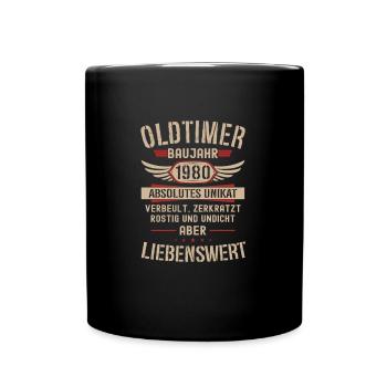 44. Geburtstag 44 Jahre Oldtimer Geschenk 1980 - Tasse einfarbig - Schwarz - Vorne