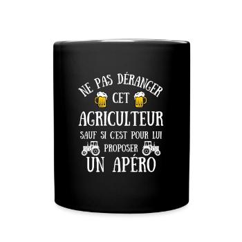Agriculteur Homme Humour Agricole Tracteur Apéro - Mug uni - noir - Devant