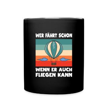 Retro Ballonpilot Heißluftballonpilot - Tasse einfarbig - Schwarz - Vorne