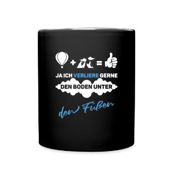 Lustiger Spruch Heißluftballon Ballonfahren - Tasse einfarbig - Schwarz - Vorne