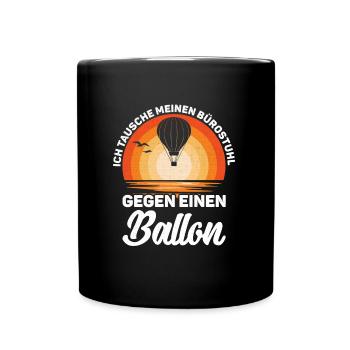 Retro Ballonfahrer Heißluftballonflug - Tasse einfarbig - Schwarz - Vorne