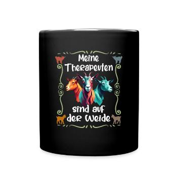 Meine Ziegen sind meine Therapie Therapeuten - Tasse einfarbig - Schwarz - Vorne