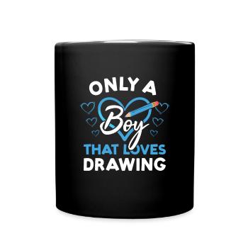 Tiroir Seulement Un Garçon Qui Aime Dessiner - Mug uni - noir - Devant