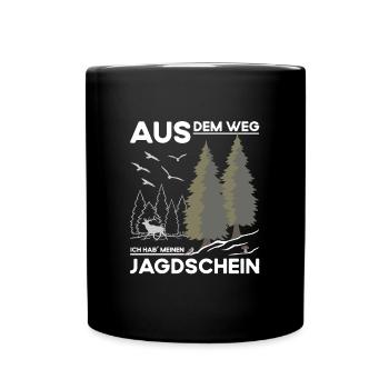 Jagdschein Bestanden - Tasse einfarbig - Schwarz - Vorne