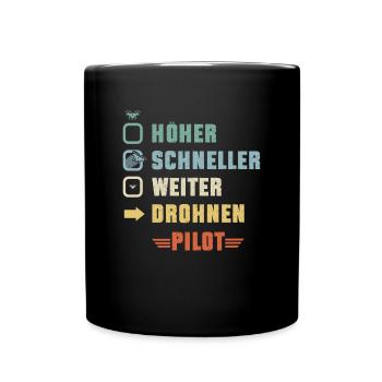 Drohnenpilot Hexacopter Drohnenfliegen - Tasse einfarbig - Schwarz - Vorne