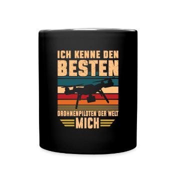 Drohne Drohnenfliegen Drohnenpilot - Tasse einfarbig - Schwarz - Vorne