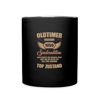 66. Geburtstag 66 Jahre Oldtimer Geschenk 1958 - Tasse einfarbig - Schwarz - Vorne