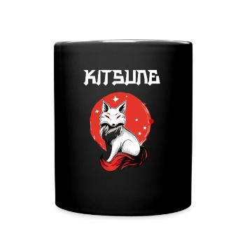 Manga Kitsune Fox Anime Kumiho Mask Manga Otaku - Full Colour Mug - black - Front