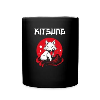 Manga Kitsune Fox Anime Kumiho Mask Manga Otaku - Full Colour Mug - black - Front