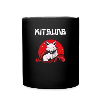 Manga Kitsune Fox Anime Kumiho Mask Manga Otaku - Full Colour Mug - black - Front