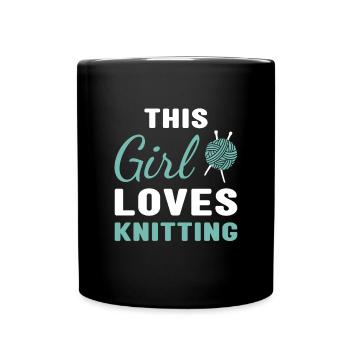 Knitter This Girl Loves Knitting - Full Colour Mug - black - Front