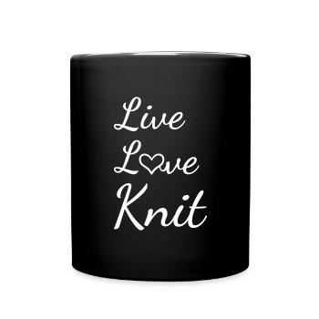 Knitter Live Love Knitting - Full Colour Mug - black - Front