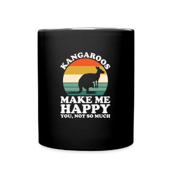 Kangaroos Make Me Happy Funny Kangaroo - Full Colour Mug - black - Front