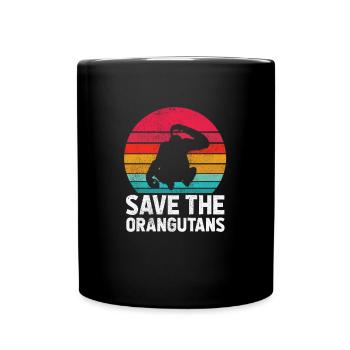 Rettet die Orang-Utans - Vintage Orang-Utan - Tasse einfarbig - Schwarz - Vorne