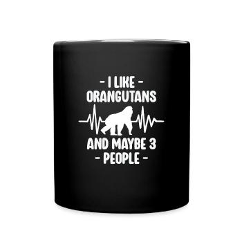 I Like Orang-Utans - Lustiger Orang-Utan - Tasse einfarbig - Schwarz - Vorne