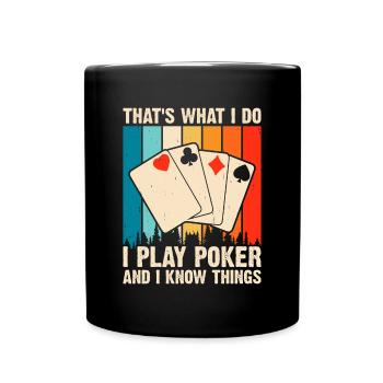 Poker Kartenspiel Glücksspiel Lustiger Poker Spieler - Tasse einfarbig - Schwarz - Vorne