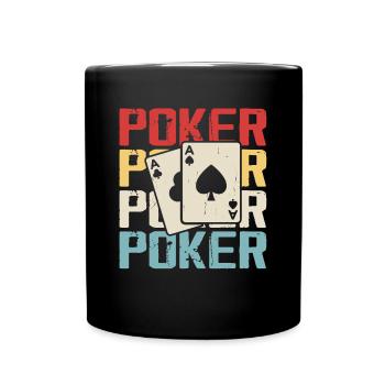 Poker Kartenspiel Glücksspiel Lustiger Poker Spieler - Tasse einfarbig - Schwarz - Vorne