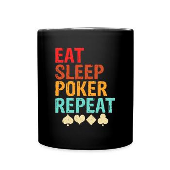 Poker Kartenspiel Glücksspiel Lustiger Poker Spieler - Tasse einfarbig - Schwarz - Vorne