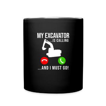 Excavator Construction Worker - Full Colour Mug - black - Front