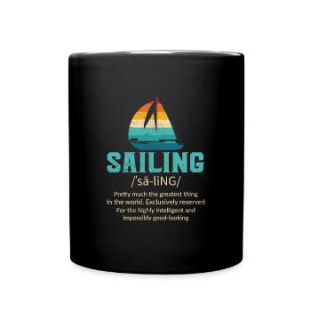 Sailing Boat Sailor - Full Colour Mug - black - Front