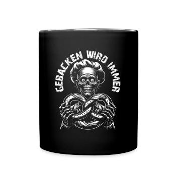 Zombie als Bäcker - gebacken wird immer - Tasse einfarbig - Schwarz - Vorne