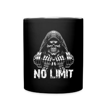 No Limit Workout Bodybuilding Skull with Dumbbell - Full Colour Mug - black - Front