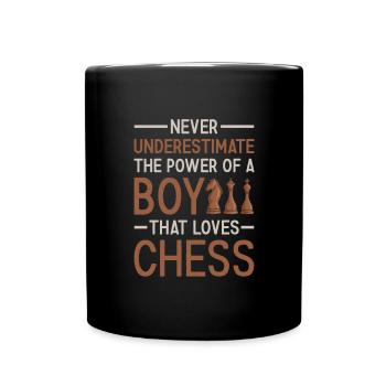 Chess Player Never Underestimate The Power Of Boy - Tasse einfarbig - Schwarz - Vorne