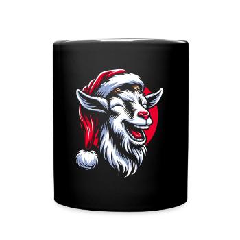 Drôle de chèvre de Noël avec chapeau de Père Noël - Mug uni - noir - Devant